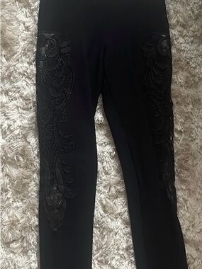 bebe Black Embroidered leggings